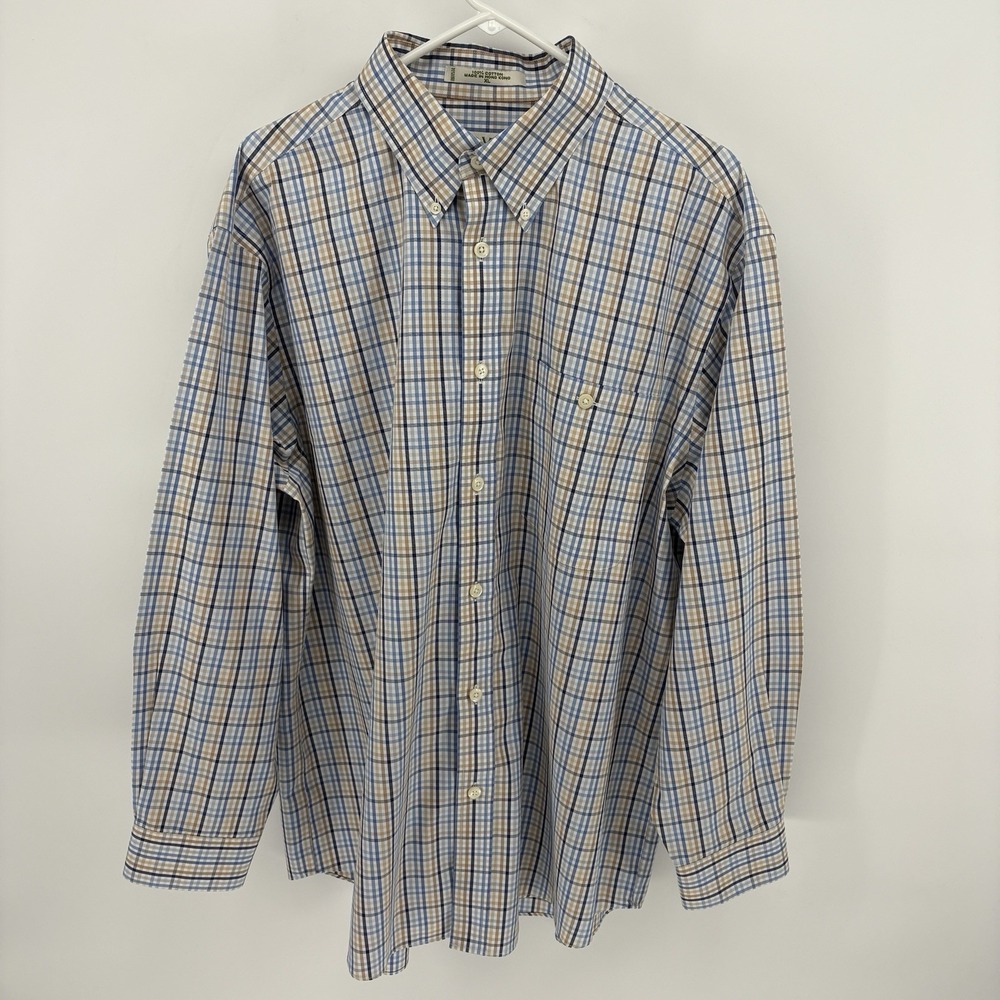Vintage Orvis Shirt Mens XL Tattersall Check Button Down Cotton Long Sleeve